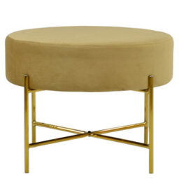 Lakeland Furniture Avon Camel Cream Velvet Gold Leg Foot Stool