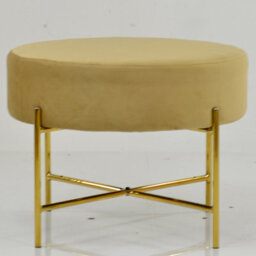 Lakeland Furniture Avon Camel Cream Velvet Gold Leg Foot Stool - thumbnail 3
