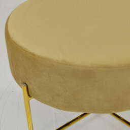 Lakeland Furniture Avon Camel Cream Velvet Gold Leg Foot Stool - thumbnail 5