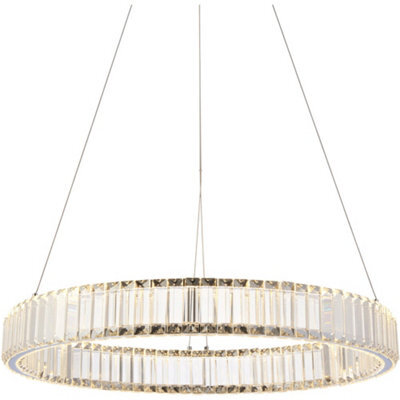 Loops Hanging Ceiling Pendant Light - Chrome Plate & Clear Crystal - 36W Led (Smd 2835) Warm White - image 1