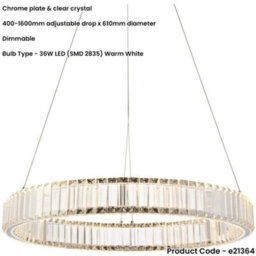 Loops Hanging Ceiling Pendant Light - Chrome Plate & Clear Crystal - 36W Led (Smd 2835) Warm White - thumbnail 2