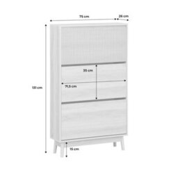 Sweeek - Wood 3-Door Shoe Cabinet Scandinavian Walnut Storage Capacity For 18 Pairs Of Shoes 75X25X131 Cm - Linear   Sweeek - thumbnail 4