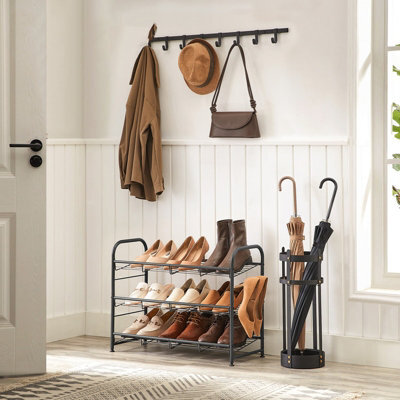 LEDREM Shoe Rack, 3-Tier Stackable Shoe Storage Shelf, Metal Shoe Organiser With Adjustable Flat Or Angled Shelves,black - image 1