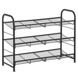 LEDREM Shoe Rack, 3-Tier Stackable Shoe Storage Shelf, Metal Shoe Organiser With Adjustable Flat Or Angled Shelves,black - thumbnail 3