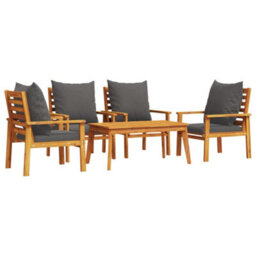 Berkfield 5 Piece Garden Lounge Set With Cushions Solid Wood Acacia - thumbnail 2