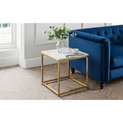 Ashfield White Marble Top Lamp Table With Gold Framing - image 1