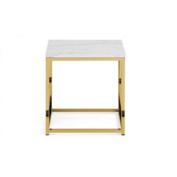 Ashfield White Marble Top Lamp Table With Gold Framing - thumbnail 2