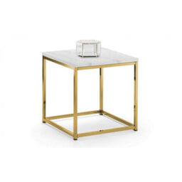 Ashfield White Marble Top Lamp Table With Gold Framing - thumbnail 3