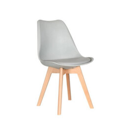 Pack Of 1 Dining Chairs Designer Wooden Home Commercial Lightgrey - thumbnail 1