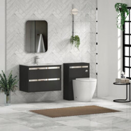 Royal Bathrooms Orion 800mm Matt Obsidian Black 2 Drawer Wall Hung Vanity Unit With Carrara White Basin & Chrome Accent Trim - thumbnail 3