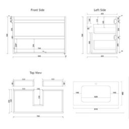 Royal Bathrooms Orion 800mm Matt Obsidian Black 2 Drawer Wall Hung Vanity Unit With Carrara White Basin & Chrome Accent Trim - thumbnail 8