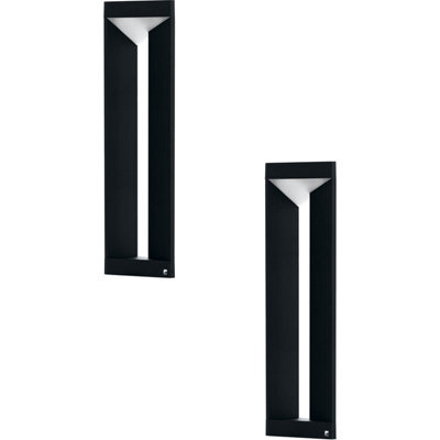 2 Pack Modern Black Aluminium Ip54 Outdoor Bollard Lights With 10W Led Lamps - image 1