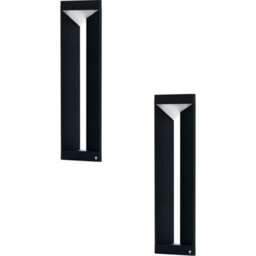 2 Pack Modern Black Aluminium Ip54 Outdoor Bollard Lights With 10W Led Lamps