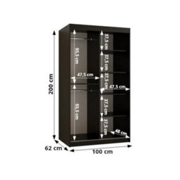 Arten Almeria Black 100Cm Mirrored Sliding Wardrobe For Modern Bedrooms - thumbnail 3