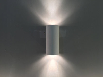 Harper Living Ceramic Full Cylinder Wall Light, Up And Down White Paintable 2 Lights Gu10 Sockets (No Bulbs) - image 1