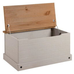 Blanket Box Trunk Storage Chest Ottoman Pine Wood Grey Toy Chest Bedding - thumbnail 3