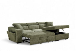 Green Corner Sofa Bed With Storage In Chenille Fabric 2C1 Sofabed - thumbnail 3