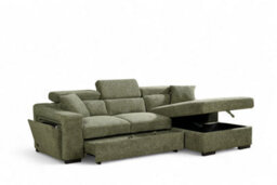 Green Corner Sofa Bed With Storage In Chenille Fabric 2C1 Sofabed - thumbnail 5
