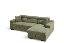 Green Corner Sofa Bed With Storage In Chenille Fabric 2C1 Sofabed - thumbnail 4