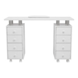 Darphe White Mobile Manicure Table Salon Beauty Station With 8 Drawers And Padded Wrist Rest, 119.5 W X 45 D X 78.5 H (Cm) - thumbnail 4