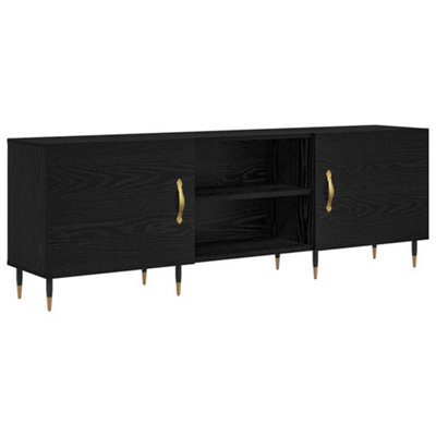 Berkfield Modern Tv Cabinet Black Oak 150 X 30 X 50 Cm Engineered Wood