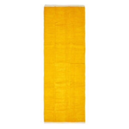 Homescapes Mustard 100% Cotton Plain Chenille Rug With Natural Trim, 66 X 200 Cm - thumbnail 2