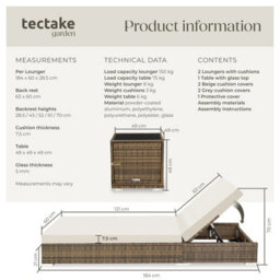 Tectake 2 Rattan Lounge Chairs With Aluminum Frames And A Table, Including Protective Covers - Nature - thumbnail 6