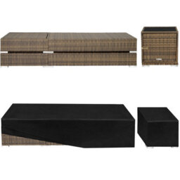 Tectake 2 Rattan Lounge Chairs With Aluminum Frames And A Table, Including Protective Covers - Nature - thumbnail 9