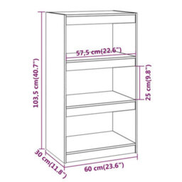 Berkfield Book Cabinet/room Divider Grey 60X30X103.5 Cm Solid Wood Pine - thumbnail 8