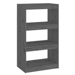 Berkfield Book Cabinet/room Divider Grey 60X30X103.5 Cm Solid Wood Pine - thumbnail 2