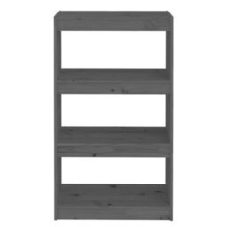 Berkfield Book Cabinet/room Divider Grey 60X30X103.5 Cm Solid Wood Pine - thumbnail 5