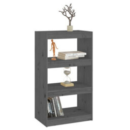 Berkfield Book Cabinet/room Divider Grey 60X30X103.5 Cm Solid Wood Pine - thumbnail 4