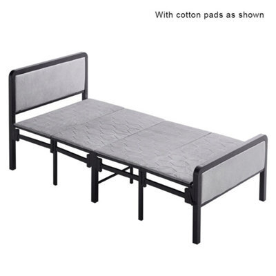 3Ft Fold Up Single Guest Bed Padded Foam Metal Bed Frame Platform Headboard - image 1