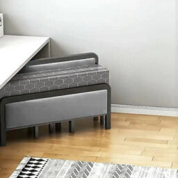 3Ft Fold Up Single Guest Bed Padded Foam Metal Bed Frame Platform Headboard - thumbnail 6