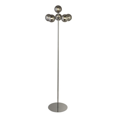 Lighting Collection Dalian Chrome & Smoke Glass Shades 3 Light Floor Lamp - image 1