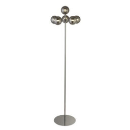 Lighting Collection Dalian Chrome & Smoke Glass Shades 3 Light Floor Lamp - thumbnail 1