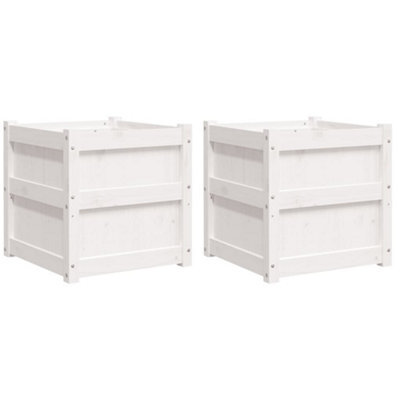 Berkfield Rustic Garden Planters 2 Pcs White Solid Wood Pine - image 1