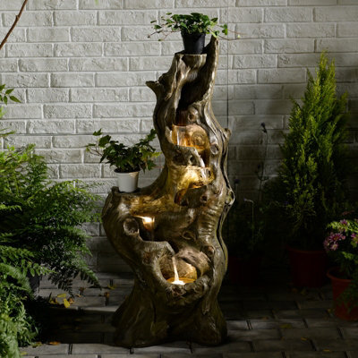 Bumilgar Stunning 5-Tier Outdoor Waterfall Fountain With Led Lights For Garden Patio Porch - image 1