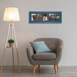 AK Frames 26X8 Navy Blue Modern Multi Photo Frame With Blue Mount - Holds 5 Apertures (5X) 6X4 Photos - thumbnail 3