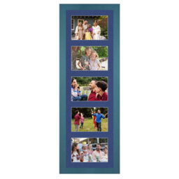 AK Frames 26X8 Navy Blue Modern Multi Photo Frame With Blue Mount - Holds 5 Apertures (5X) 6X4 Photos - thumbnail 1