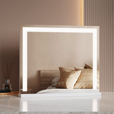 Emke Led Hollywood Vanity Mirror 500 X 420 mm Makeup Mirror Dressing Table With Dimmable And 3 Colors, White - image 1