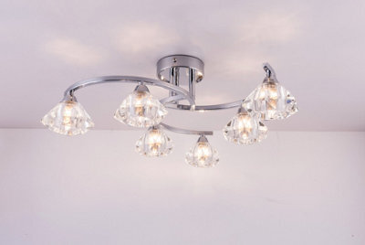 Harper Living 6 Light Spiral Semi-Flush Ceiling Light, Clear Glass Shades, Polished Chrome Finish - image 1