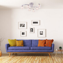 Harper Living 6 Light Spiral Semi-Flush Ceiling Light, Clear Glass Shades, Polished Chrome Finish - thumbnail 2
