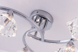 Harper Living 6 Light Spiral Semi-Flush Ceiling Light, Clear Glass Shades, Polished Chrome Finish - thumbnail 5