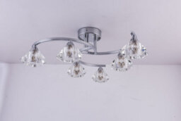 Harper Living 6 Light Spiral Semi-Flush Ceiling Light, Clear Glass Shades, Polished Chrome Finish - thumbnail 4