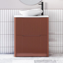 Royal Bathrooms Avenza 700mm Terracotta Clay Floor Standing Countertop Bathroom Vanity Unit 2 Drawer With Nova Basin - thumbnail 1