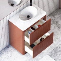 Royal Bathrooms Avenza 700mm Terracotta Clay Floor Standing Countertop Bathroom Vanity Unit 2 Drawer With Nova Basin - thumbnail 5