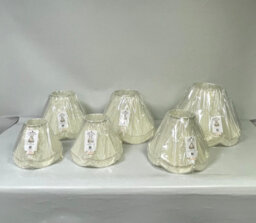 "22"" Hand Crafted Cream Ivory Victorian Tassel Lampshade Handmade Double Scallop Silk Shade With Gold Trim Traditional Style" - thumbnail 9