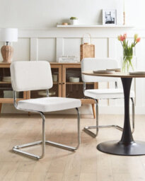 Beliani Set Of 2 Dining Chairs Irwin Corduroy Off-White - thumbnail 2