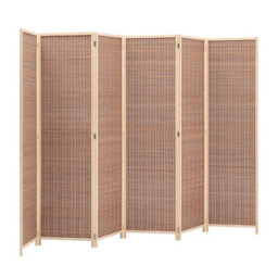 Living And Home 6 Panel Wooden Room Divider Privacy Screen Folding Room Partition Brown H 180 Cm X W 300 Cm - thumbnail 4